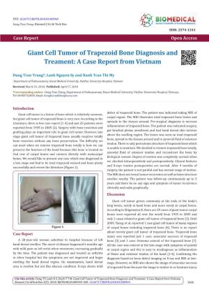Giant Cell Tumor of Trapezoid Bone Diagnosis and Treament: a Case Report from Vietnam