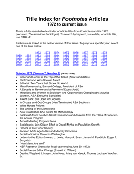 Footnotes Index 1972