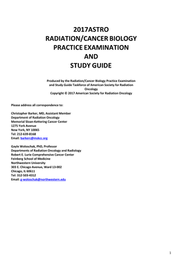 2017Astro Radiation/Cancer Biology Practice Examination and Study Guide