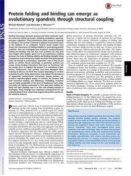 Protein Folding and Binding Can Emerge As Evolutionary Spandrels Through Structural Coupling