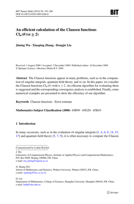 An Efficient Calculation of the Clausen Functions Cln(Θ)