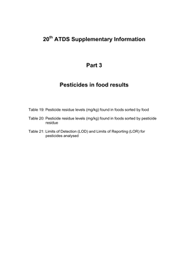 20Th ATDS Supplementary Information Part 3 Pesticides in Food Results