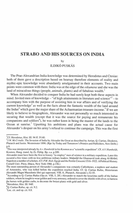 STRABO and HIS SOURCES on INDIA by ILDIKÔ PUSKAS