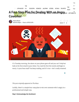 A Four Step Plan for Dealing with an Angry Coworker