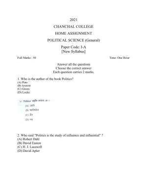 (General) Paper Code: IA [New Syllabus]