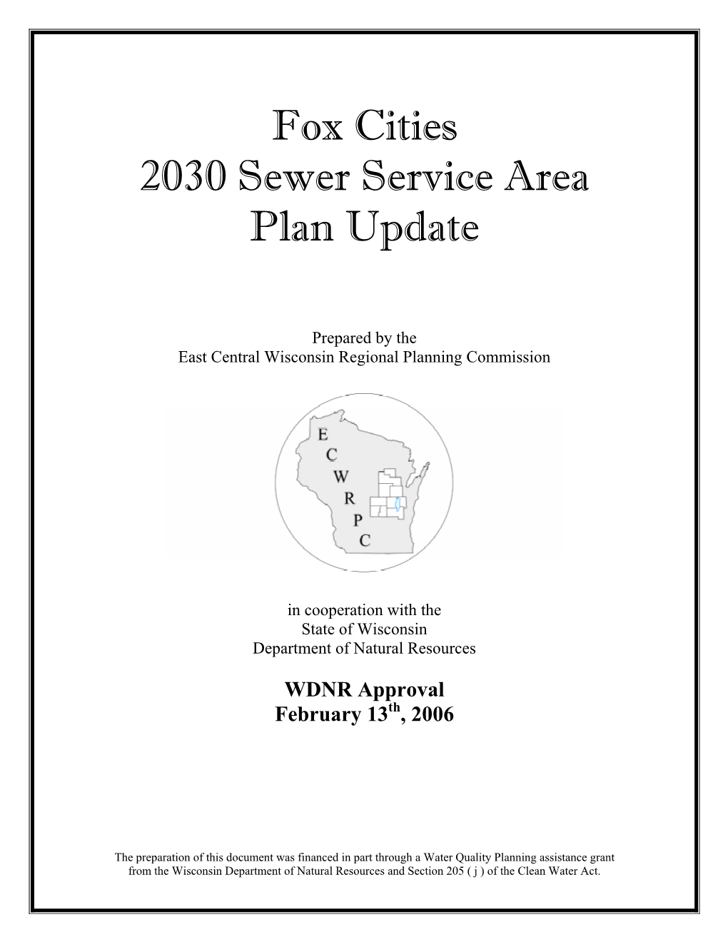 Fox Cities 2030 Sewer Service Area Plan Update