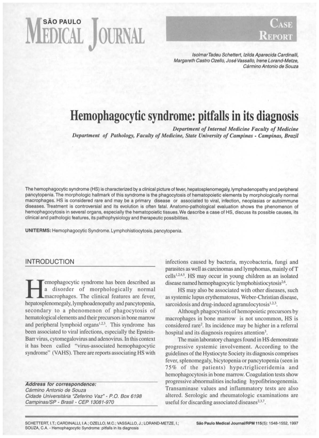 Hemophagocytic Syndrome