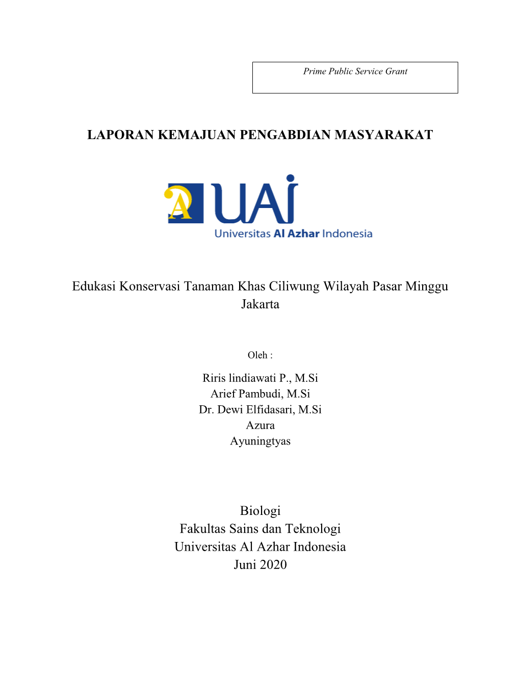 LAPORAN KEMAJUAN PENGABDIAN MASYARAKAT Edukasi