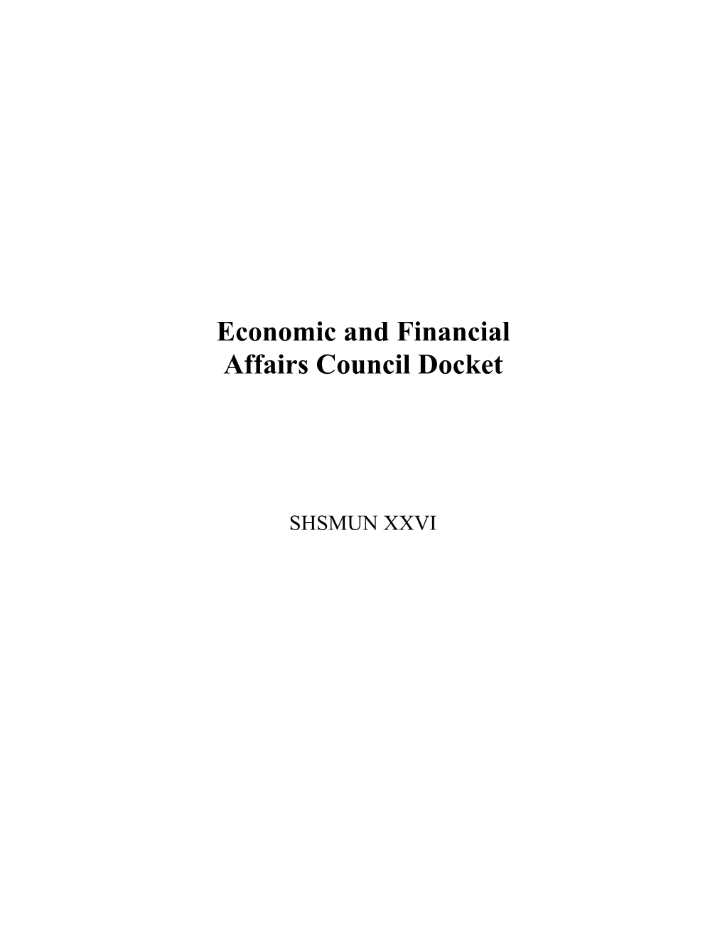 Economic and Financial Affairs Council Docket