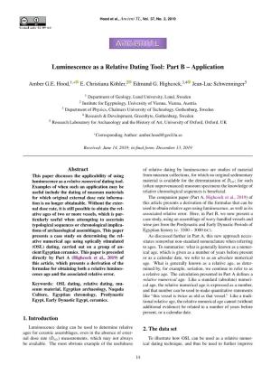 Luminescence As a Relative Dating Tool: Part B – Application