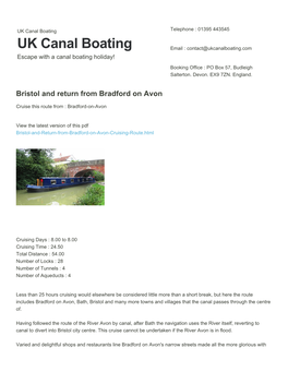 Bristol and Return from Bradford on Avon | UK Canal Boating