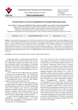 Seroprevalence of Caseous Lymphadenitis in Kangal Akkaraman Sheep