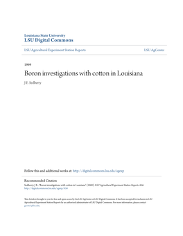 Boron Investigations with Cotton in Louisiana J E
