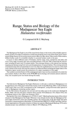 Range, Status and Biology of the Madagascar Sea Eagle Haliaeetus Vociferoides