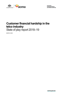 Customer Financial Hardship in the Telco Industry State of Play Report 2018–19