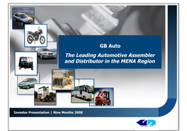 The Leading Automotive Assembler and Distributor in the MENA Region