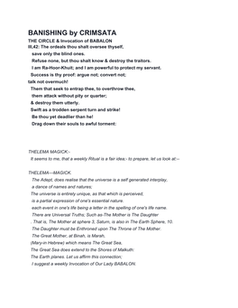 BANISHING by CRIMSATA the CIRCLE & Invocation of BABALON III,42: the Ordeals Thou Shalt Oversee Thyself, Save Only the Blind Ones