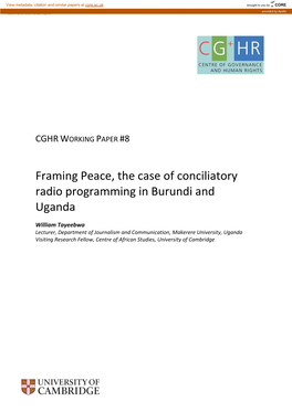 Framing Peace, the Case of Conciliatory Radio Programming In