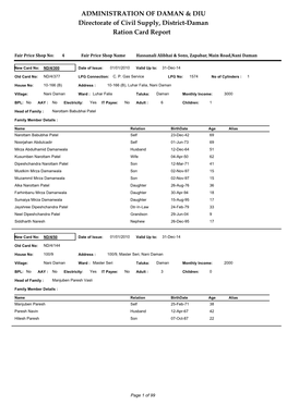 ADMINISTRATION of DAMAN & DIU Directorate of Civil Supply, District