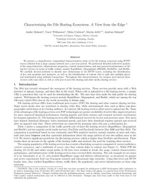 Characterizing the File Hosting Ecosystem: a View from the Edge ∗