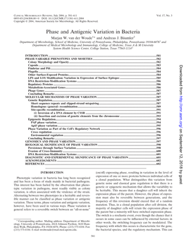 Phase and Antigenic Variation in Bacteria Marjan W