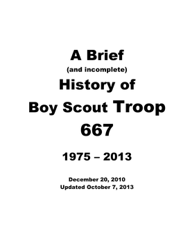 A Brief History of Boy Scout Troop 667