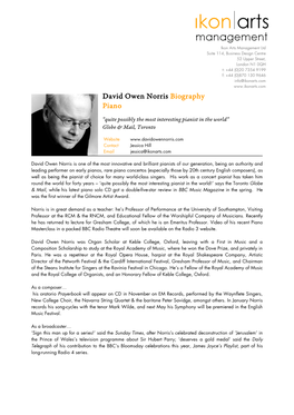 David Owen Norris Biography Piano