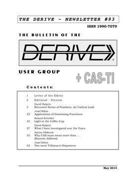 The Derive - Newsletter #93 Issn 1990-7079