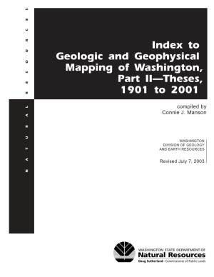 Index to Geologic and Geophysical Mapping of Washington, Part II—Theses
