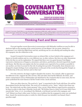 Thinking Fast and Slow (Acharei Mot 5779)