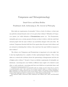 Uniqueness and Metaepistemology