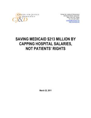 Saving Medicaid $213 Million by Capping Hospital Salaries, Not Patients’ Rights