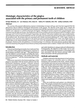 Histologic Characteristics of the Gingiva Associated with the Primary and Permanentteeth of Children