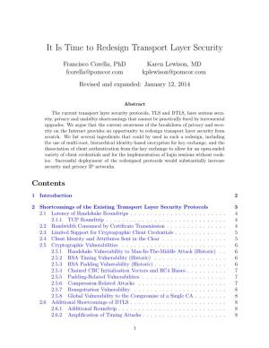 It Is Time to Redesign Transport Layer Security