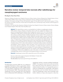 Temporal Lobe Necrosis After Radiotherapy for Nasopharyngeal Carcinoma