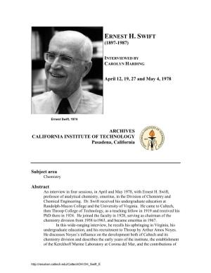 Interview with Ernest H. Swift
