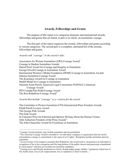 Awards, Fellowships and Grants