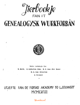 Jierboekje Fan It Genealogysk Wurkforbân 1958