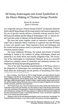 Mi'kmaq Atukwaqann and Aural Symbolism in the Music-Making of Thomas George Poulette