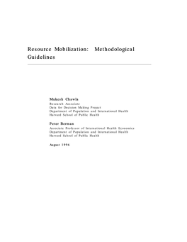 Resource Mobilization: Methodological Guidelines