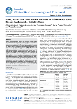 Mmps, Adams and Their Natural Inhibitors in Inflammatory Bowel