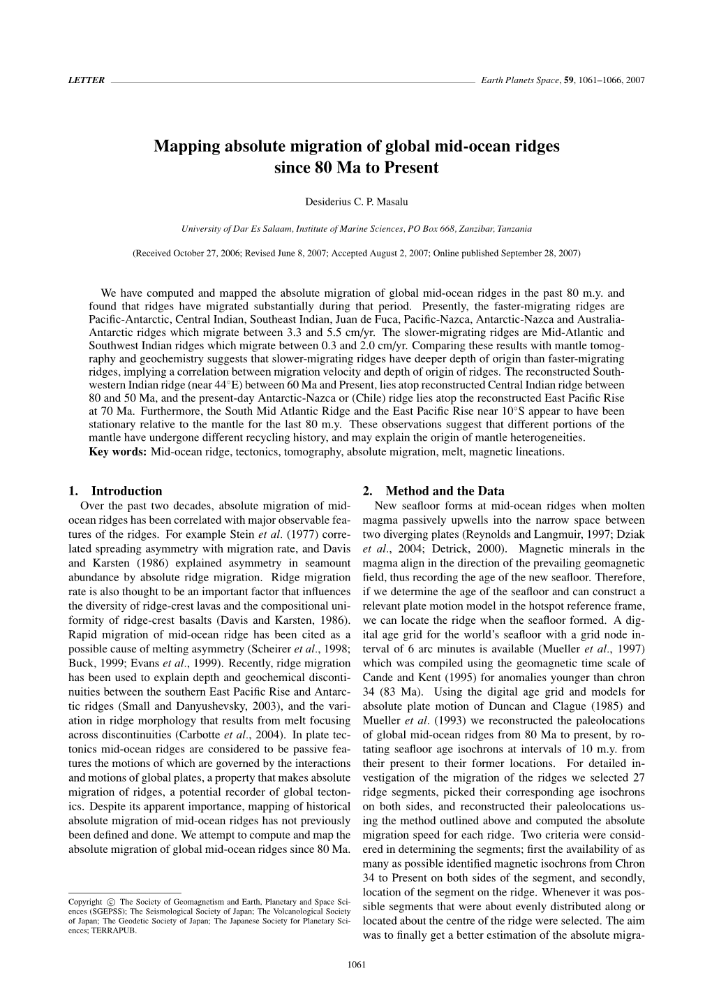 Mapping Absolute Migration of Global Mid-Ocean Ridges Since 80 Ma to Present