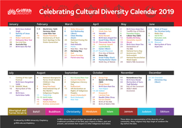 Celebrating Cultural Diversity Calendar 2019