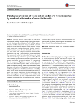 Punctuated Evolution of Viscid Silk in Spider Orb Webs Supported by Mechanical Behavior of Wet Cribellate Silk