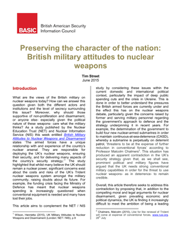 British Military Attitudes to Nuclear Weapons