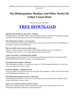 The Disintegration Machine and Other Stories by Arthur Conan Doyle.PDF
