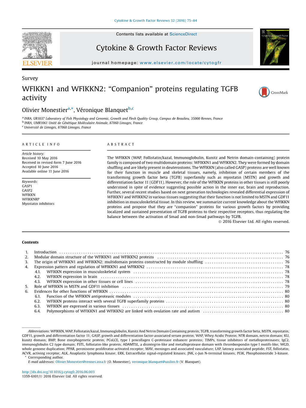 Surveywfikkn1 and WFIKKN2: ￢ﾀﾜcompanion￢ﾀﾝ Proteins