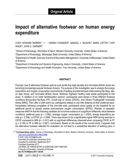 Impact of Alternative Footwear on Human Energy Expenditure