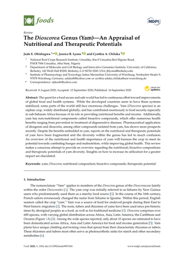 Yam)—An Appraisal of Nutritional and Therapeutic Potentials