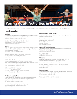 Young Adult Activities in Fort Wayne